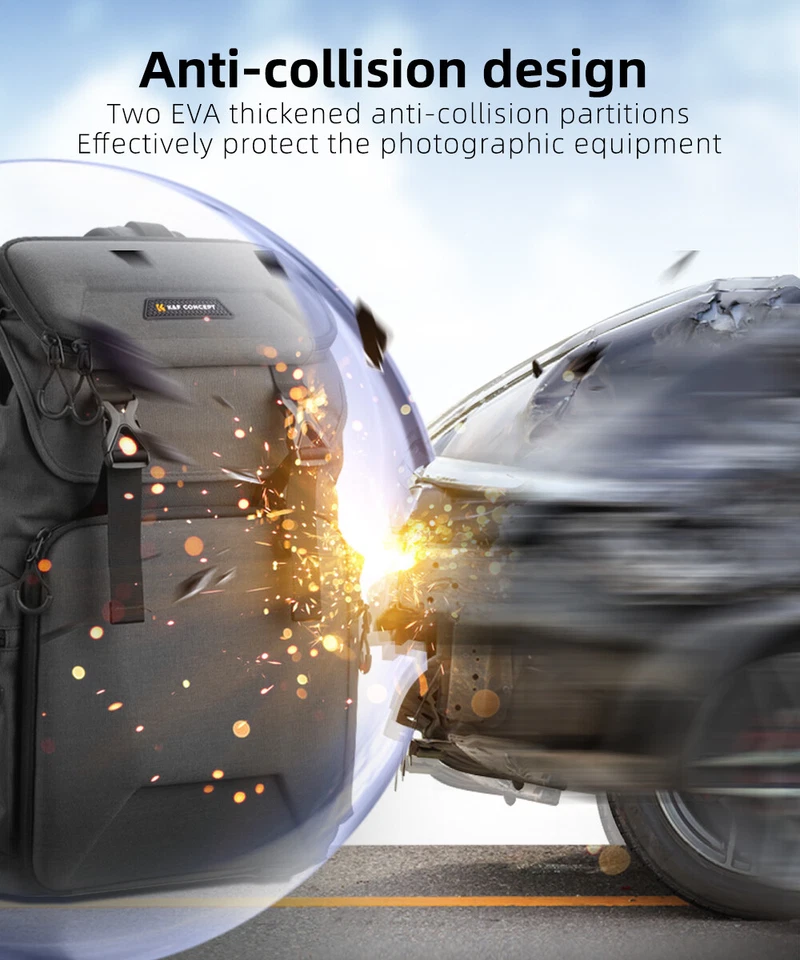 K&F Concept 25L Camera Backpack DSLR/SLR Mirrorless Hard Shell Bag Case for Sony - Image 4 of 4