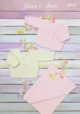James Brett Double Knit Strickmuster Baby Cardigan Pullover & Decke JB740