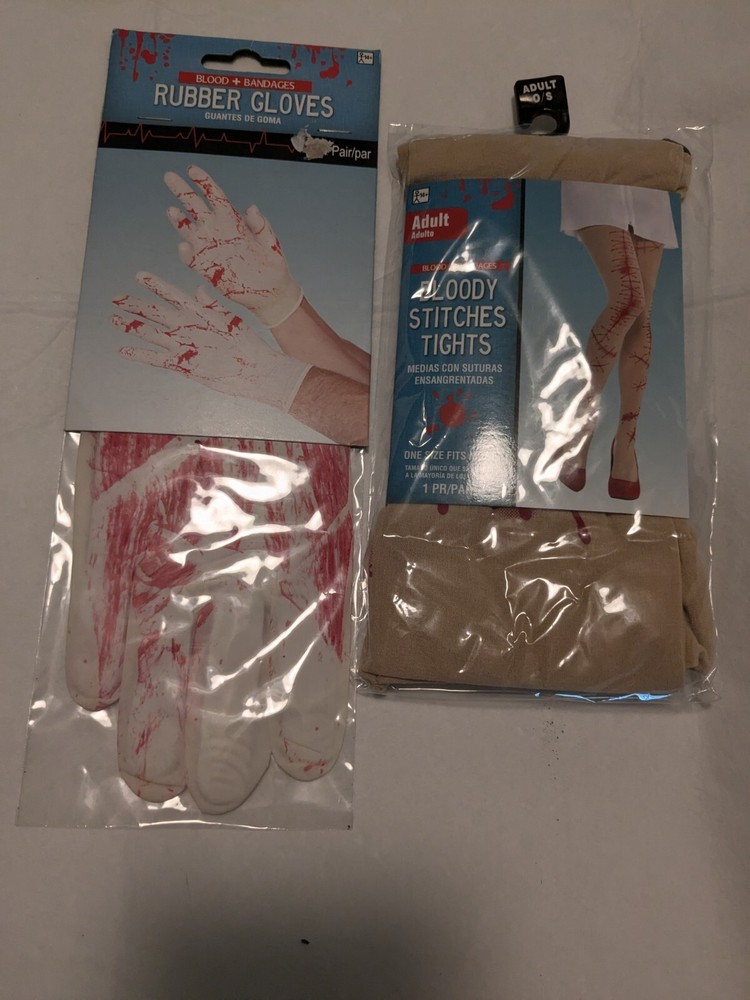 Halloween Costume Accessories Bloody Rubber Gloves And Bloody Tights
