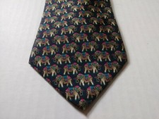 J.G. Hook Mens Multicolor Elephant Print Neck Tie 100 Silk Made In USA