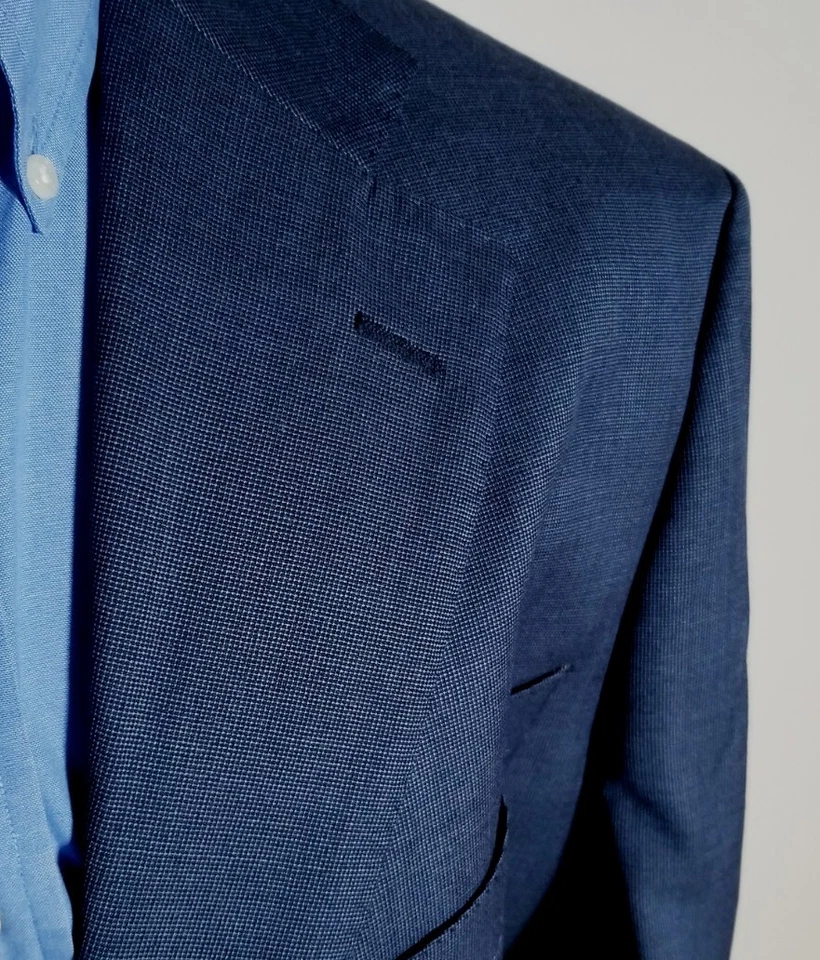 Blazer Abrigo Deportivo 50L Lubiam Azul Negro Textura Micro Cuadros Lana Chaqueta Foto 3 de 4