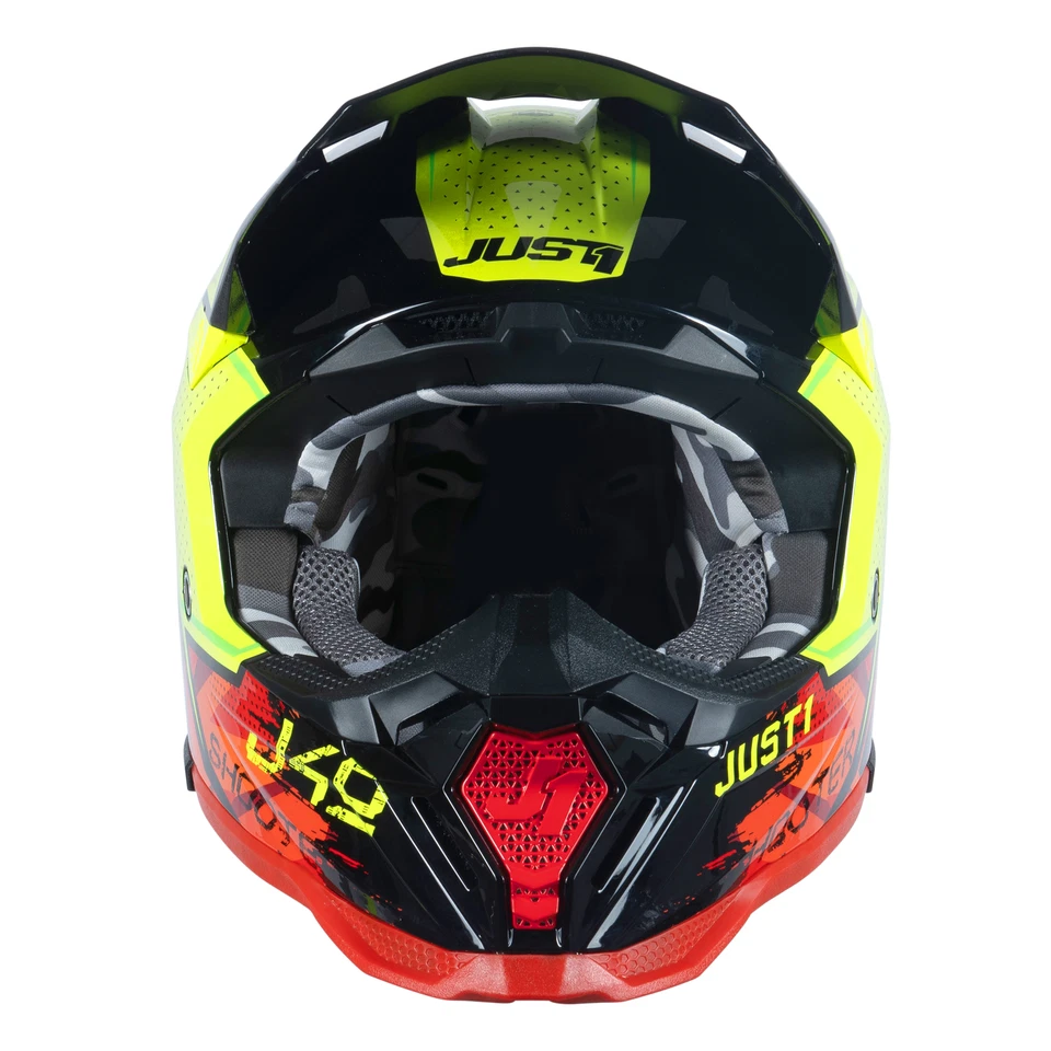 Just1 J40 Motocross Helmet Camo Red Neon Yellow ECE22.06 ACU Gold FREE GOGGLES - Image 4 of 4