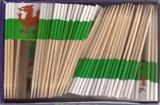 One Box of 100 Wales Toothpick Flags, 100 Small Mini International Flags