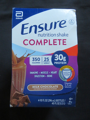 (4) Count Lot Of Ensure Nutrition Shake Complete 10 Oz Each Milk Chocolate !