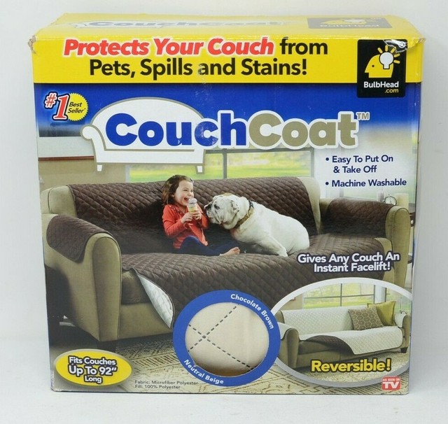 As Seen on TV Couch Coat Furniture Cover in Brown/Cream 75" W x 110" L