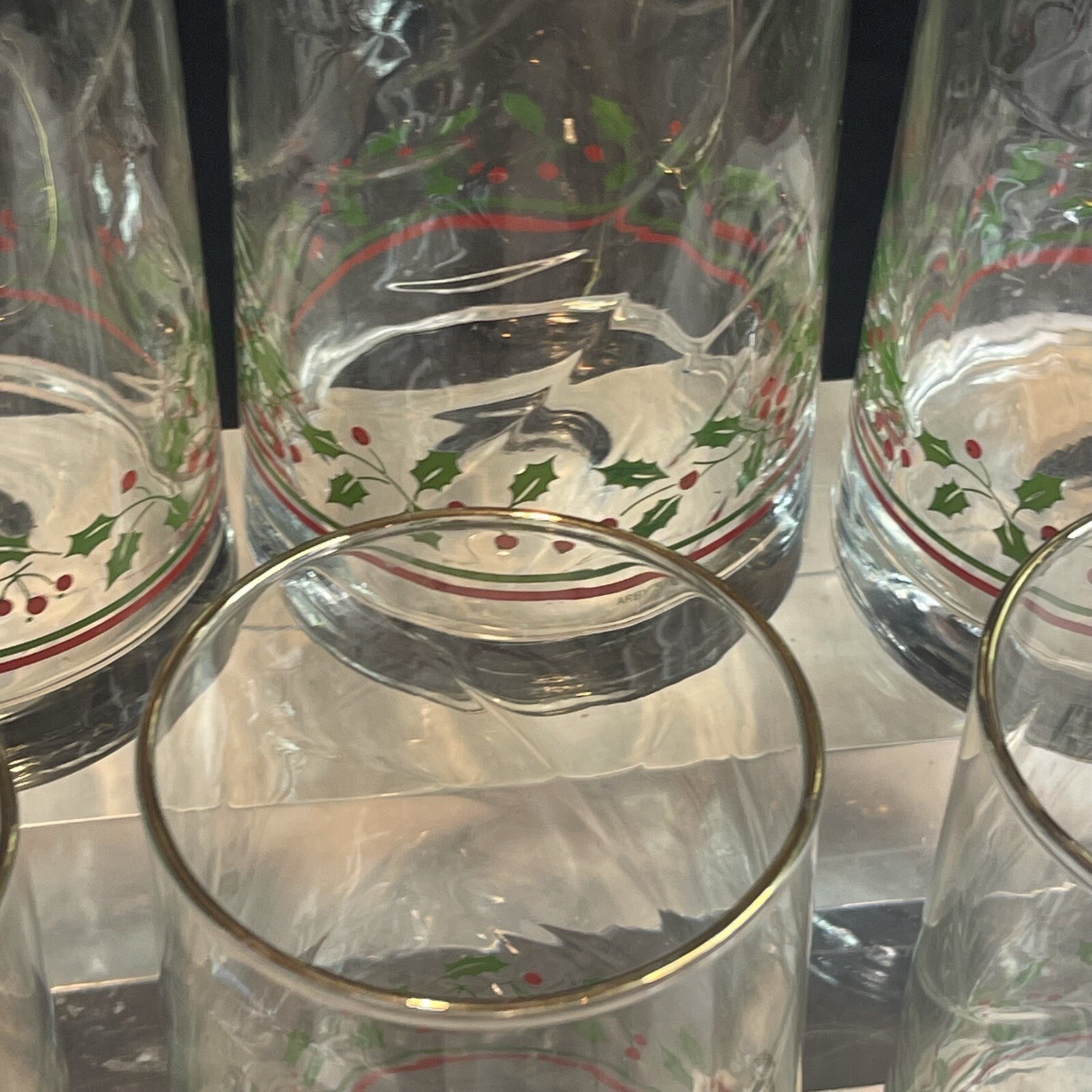 Arby's Christmas Glasses Tumblers Libbey Set of 6 Holly Berry 1984