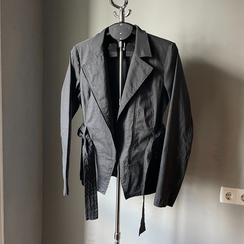 Sarah Pacini Women’s Grey Linen Blend Asymmetric Zip Jacket – Size 2 / M - Picture 4 of 14