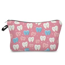 Cartoon Teeth Makeup Bag Cute Small Organizer Zipper Pouch Cartoon Pink 03