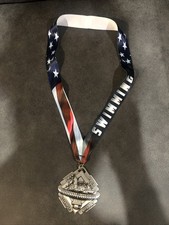 Hasty Awards Swimming Swim MEDAL Silver With Ribbon Deee Butterfly Back - QTY