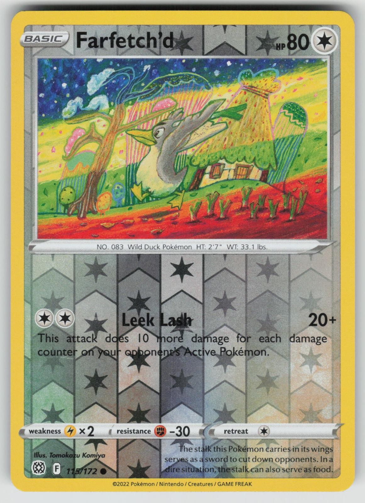 FARFETCH'D 115/172 COMMON BRILLIANT STARS POKEMON REVERSE HOLO NEAR MINT