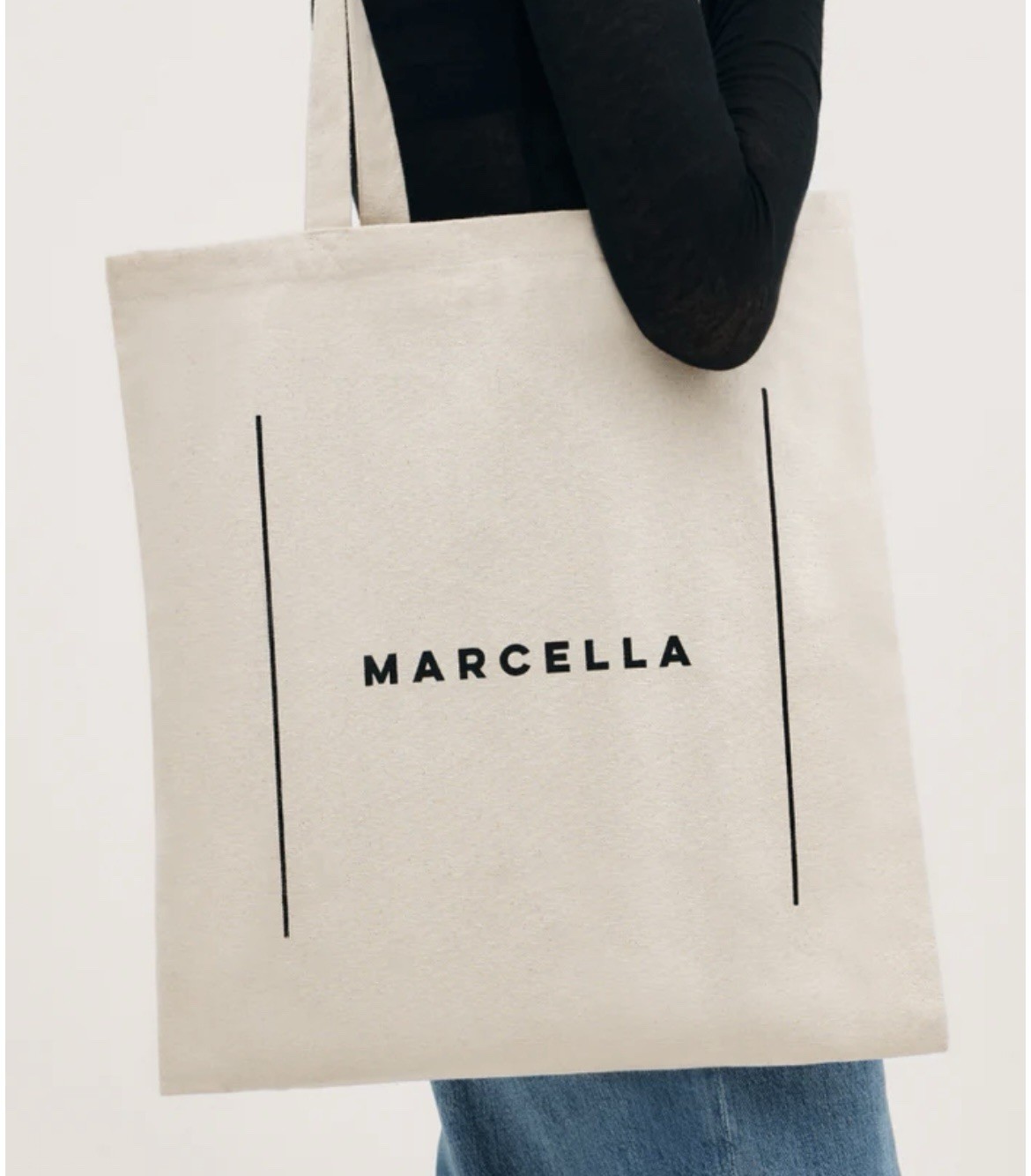 Marcella 100% Cotton Cream Canvas Tote Bag 15.5x16 Inches New