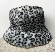 VTG Leopard Print faux fur cloche Hat 1940 s MCM Style bucket ladies 25 Around