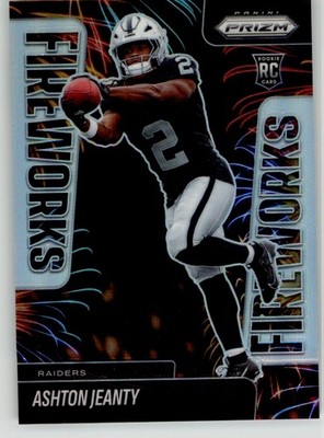 Ashton Jeanty 2025 Panini Prizm Fireworks Silver 10 Las Vegas Raiders Rookie