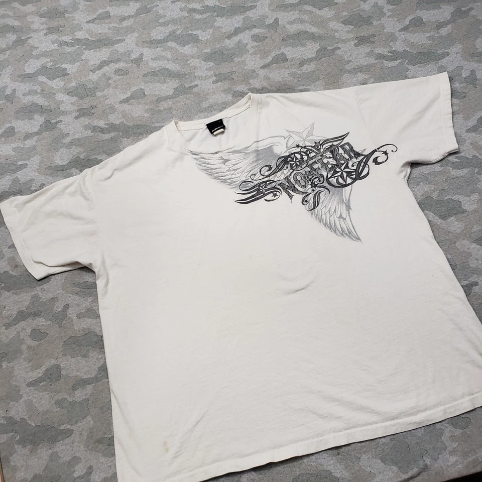 Camisa vintage No Fear para hombre 2XL blanca preencogida manga corta alas Y2K Foto 2 de 4