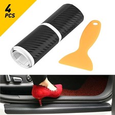 4pcs Carbon Fiber Car Door Plate Sill Scuff Cover Anti Scratch Sticker Protector