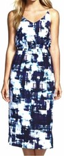 👗 $119 VINCE CAMUTO Miami Blues Blue Black Crepe Printed Tank Dress ~ XS M3020