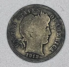 1912 Barber Dime 90% Silver Coin USA Liberty Head Philadelphia