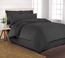 Duvet Cover by , 3 Piece Set, Genuine 100 Organic Viscose King Charcoal