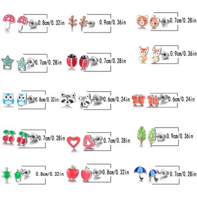 Hypoallergenic Earrings for Girls - 30 Pairs Cute Studs Set