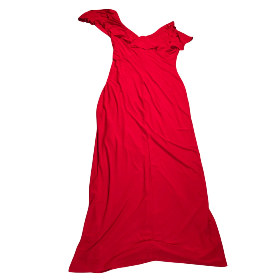 Lauren Ralph Lauren Maxi Red Dress Draping Gathered Waist Women Size 16 Date - Image 3 of 4