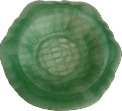 Vintage Tobacciana Green Satin Frosted Glass Rose Pattern Ashtray