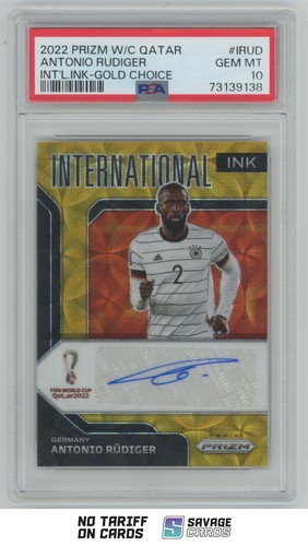 2022 Panini Prizm FIFA World Cup International Ink Gold Auto Antonio Rudiger PSA