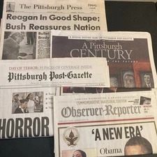 Pittsburgh Newspaper Lot Obama Reagan 9/11 Millennium 1981-2009