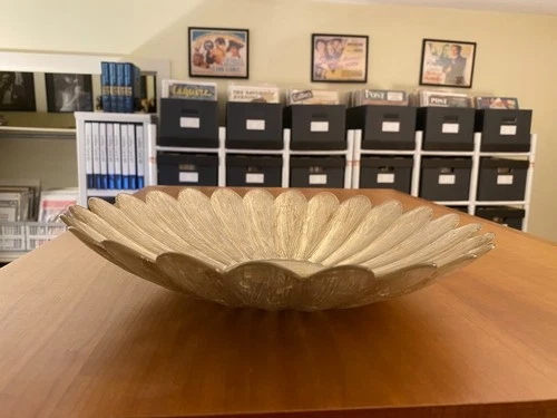 Murano Floral Gold 11" Art Glass Bowl- Rare and Lovely!