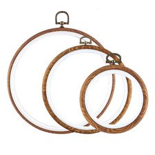 3 Pcs 3 Sizes Embroidery Hoop Set, Imitated Wood Display Frame