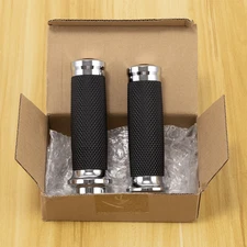2Pcs Chrome Motorcycle 1" Handle Bar Hand Grips For Harley Touring Electra Glide