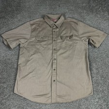 Wrangler Button Up Shirt Mens XL Brown Cotton Short Sleeve Casual Outdoors