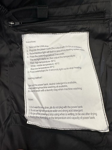 Electric Heated Hooded Jacket Size Small Unisex, Black. Great Condition - Picture 9 of 11