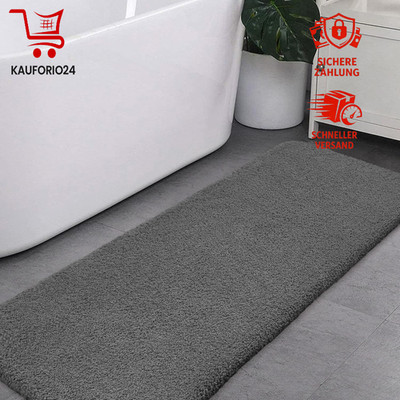 Badematte Rutschfest Extra Lange Flauschige Mikrofaser 50 x 122cm Dunkelgrau