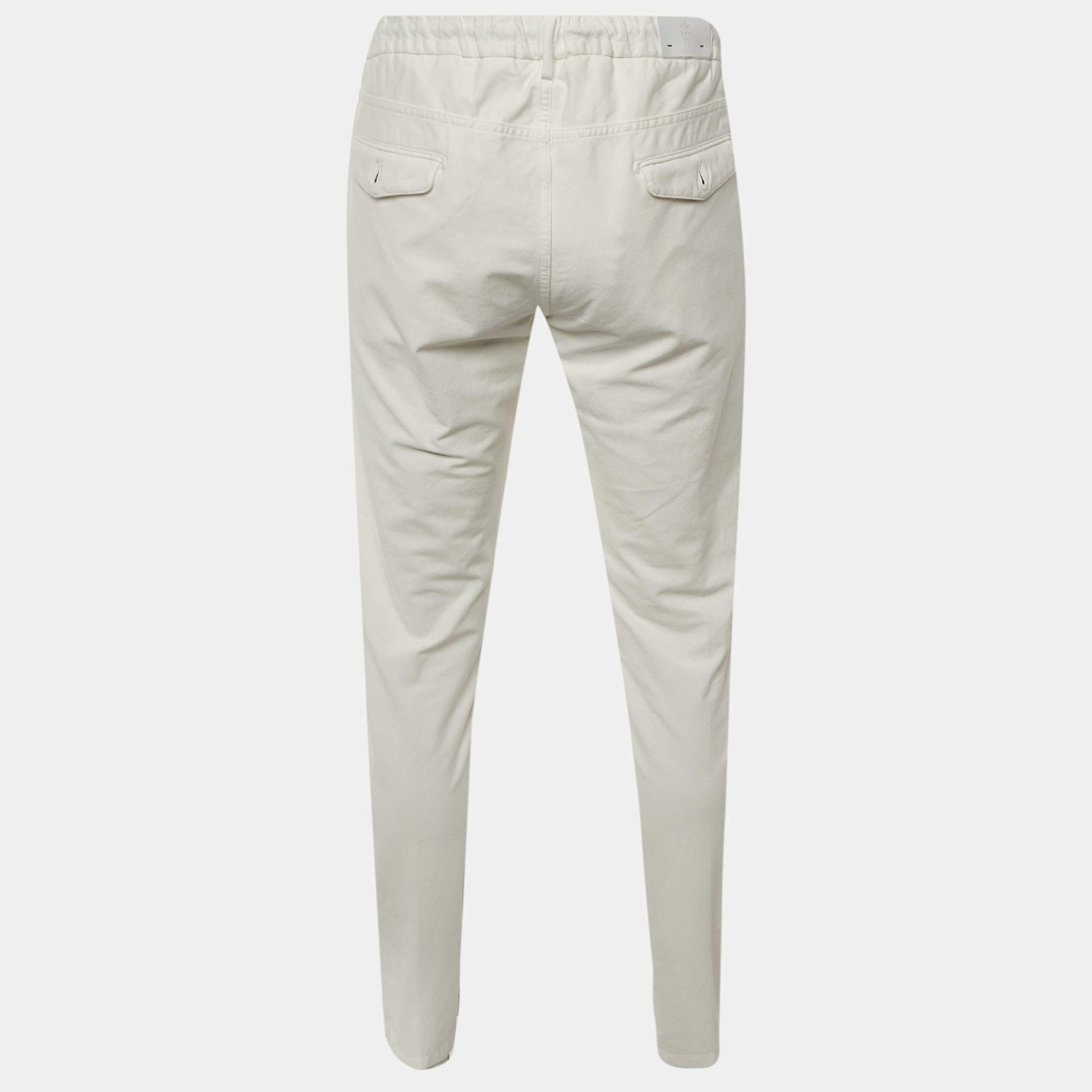Eleventy White Cotton Blend Drawstring Trousers L - image 2