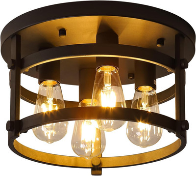 Vintage 4-Light Rustic Metal Flush Mount Ceiling Light for Home Decor 13