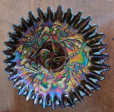 Fenton Carnival Glass * Karnevalsglas *  Schale * Disteln * Vintage *  20,5 cm
