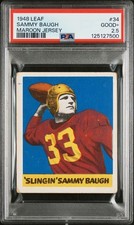 1948 Leaf #34 SAMMY BAUGH Rookie RC -- PSA 2.5 -- HOF Redskins  (Maroon Jersey)