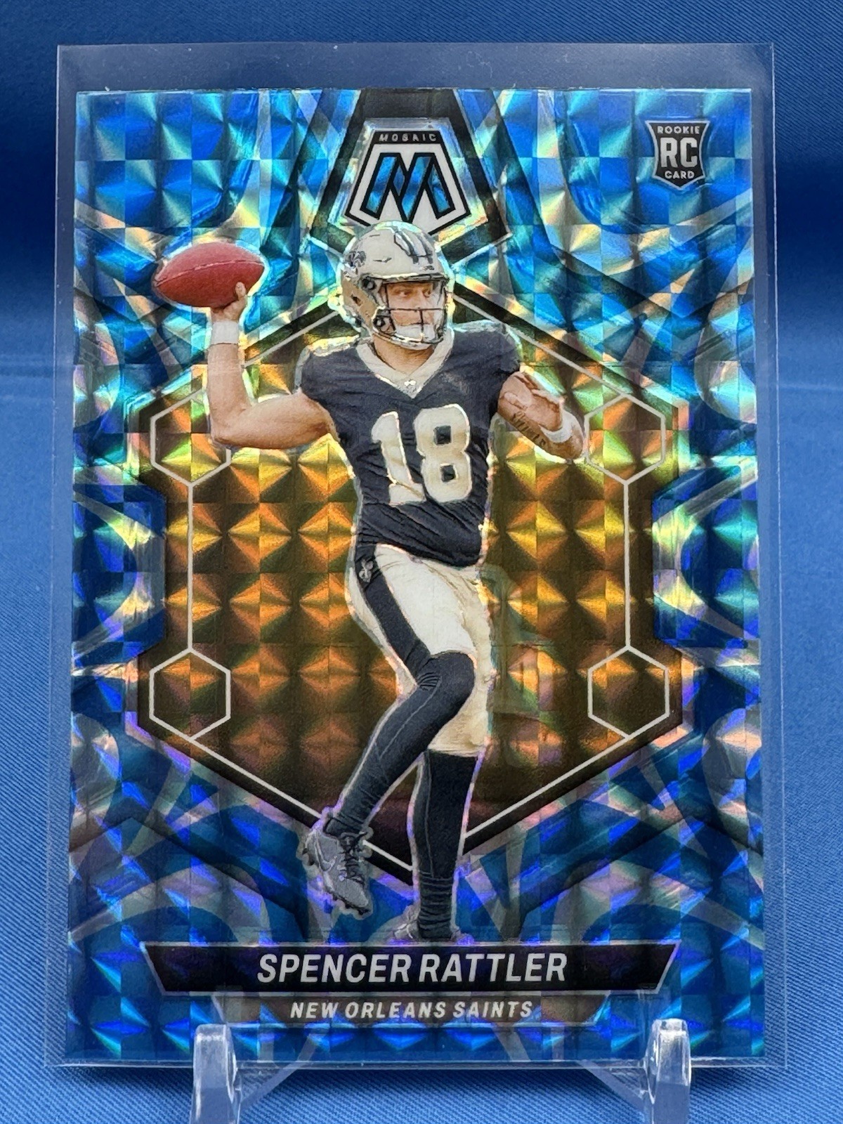 2024 Panini Mosaic - Rookies Spencer Rattler #393 Reactive Blue Mosaic Prizm...