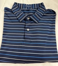 Peter Millar Crown Crafted Polo Shirt Blue Striped XL Golf