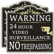  2Pack Large Video Surveillance Sign, No Trespassing Warning Sign, 12 x 12 In