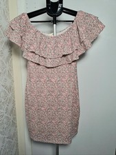 H&M Women's Dress Floral Off-Shoulder Flounce Stretch Mini Size Medium