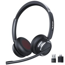 Wireless Headset with Mic for Work, USB A/C Dongle, Bluetooth 6.0 Headset with A