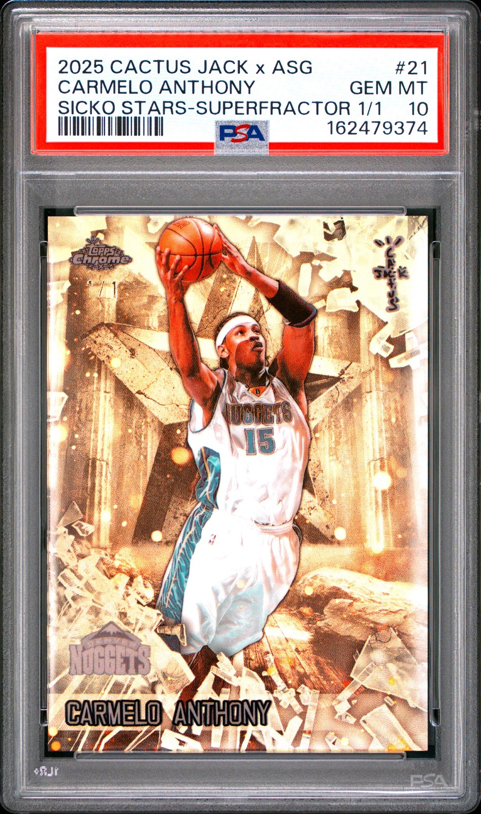 Carmelo Anthony 2025 Topps Cactus Jack ASG SuperFractor Sicko Stars 1/1 PSA 10