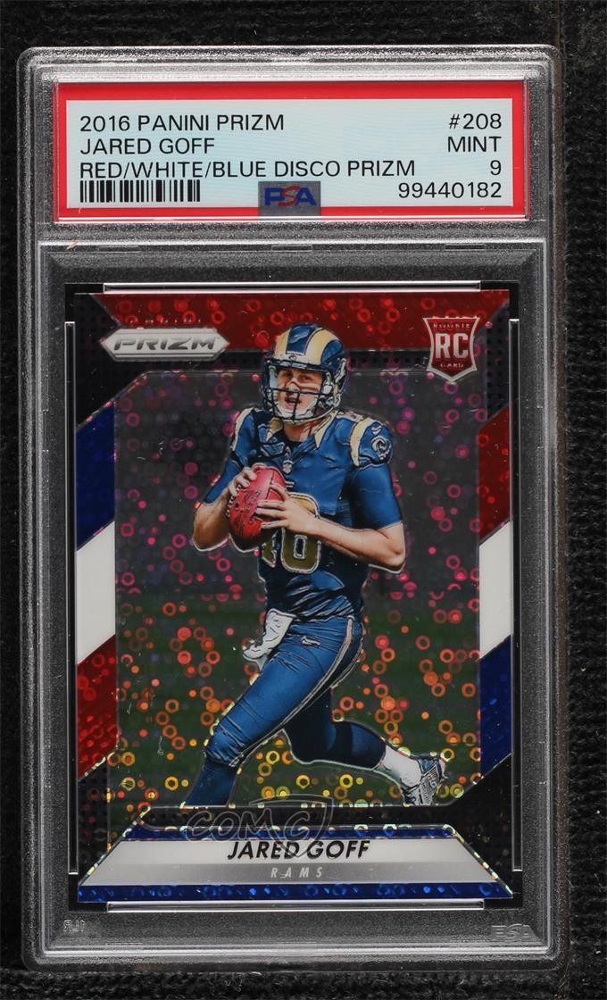 2016 Panini Prizm Rookie Red White & Blue Disco Jared Goff #208 PSA 9 MINT 17a5
