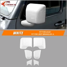 White Side Rear view Mirror Full Cover For Jeep Wrangler JL JT 2018+ Accessories