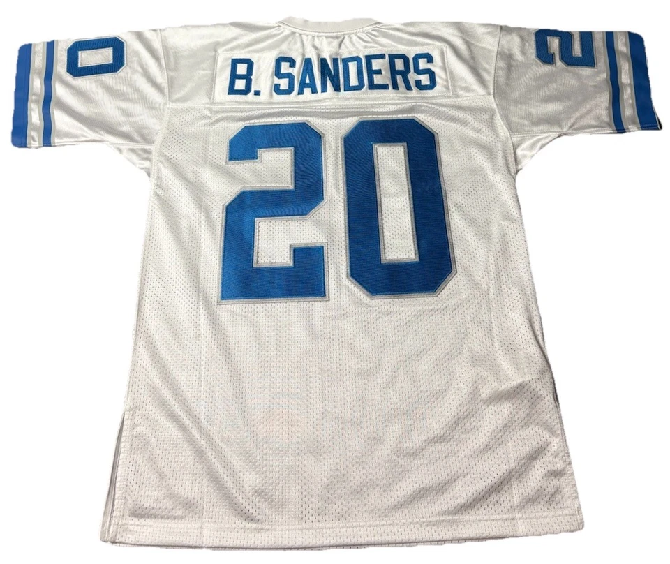 CAMISETA MITCHELL & NESS AUTÉNTICA BARRY SANDERS L DETROIT LIONS $300 VENTA AL POR MENOR BLANCA Foto 3 de 4