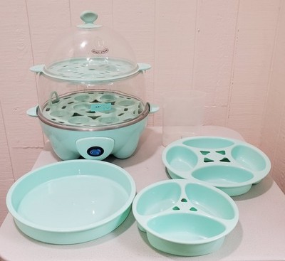 Dash Ultimate Deluxe Egg Cooker   12-Egg   w/ Bite Trays Light Blue
