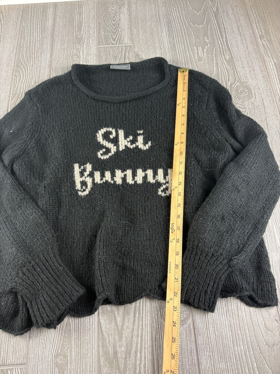 Wooden Ships Black Ski Bunny Knit Sweater Size M/L | eBay