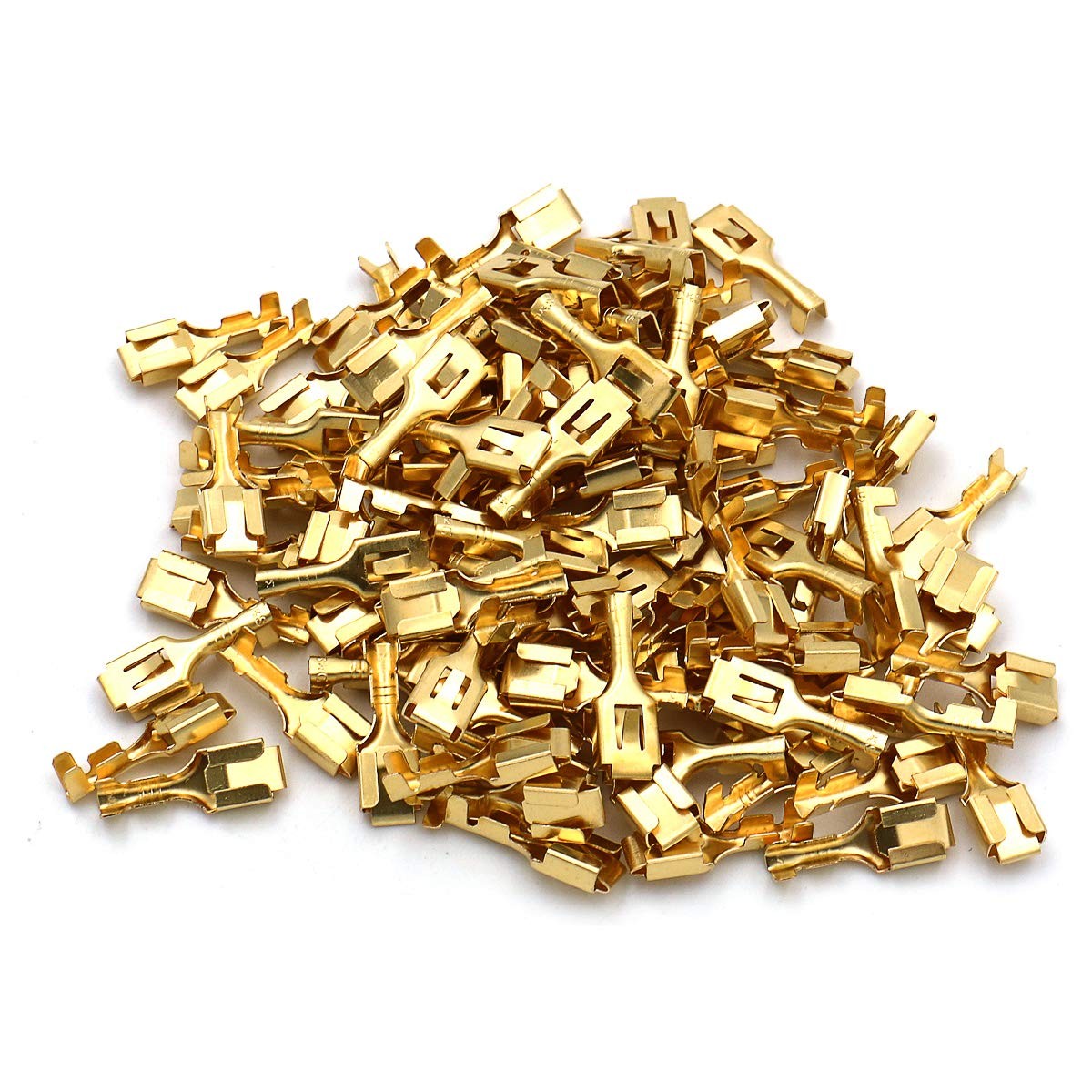 Baomain 1/4 inch (6.3mm) Female Spade Quick Splice Crimp Terminals Gold 