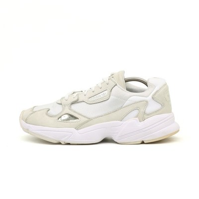 adidas Damen Falcon Schuh Weiß Creme Mesh Wildleder Low-Top System Sneaker EU 40